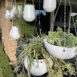 Potsonline - Satin White Finish -Tear Drop Hanging Pot