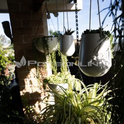 Potsonline - Satin White Finish -Tear Drop Hanging Pot