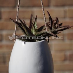 Potsonline - Satin White Finish -Tear Drop Hanging Pot